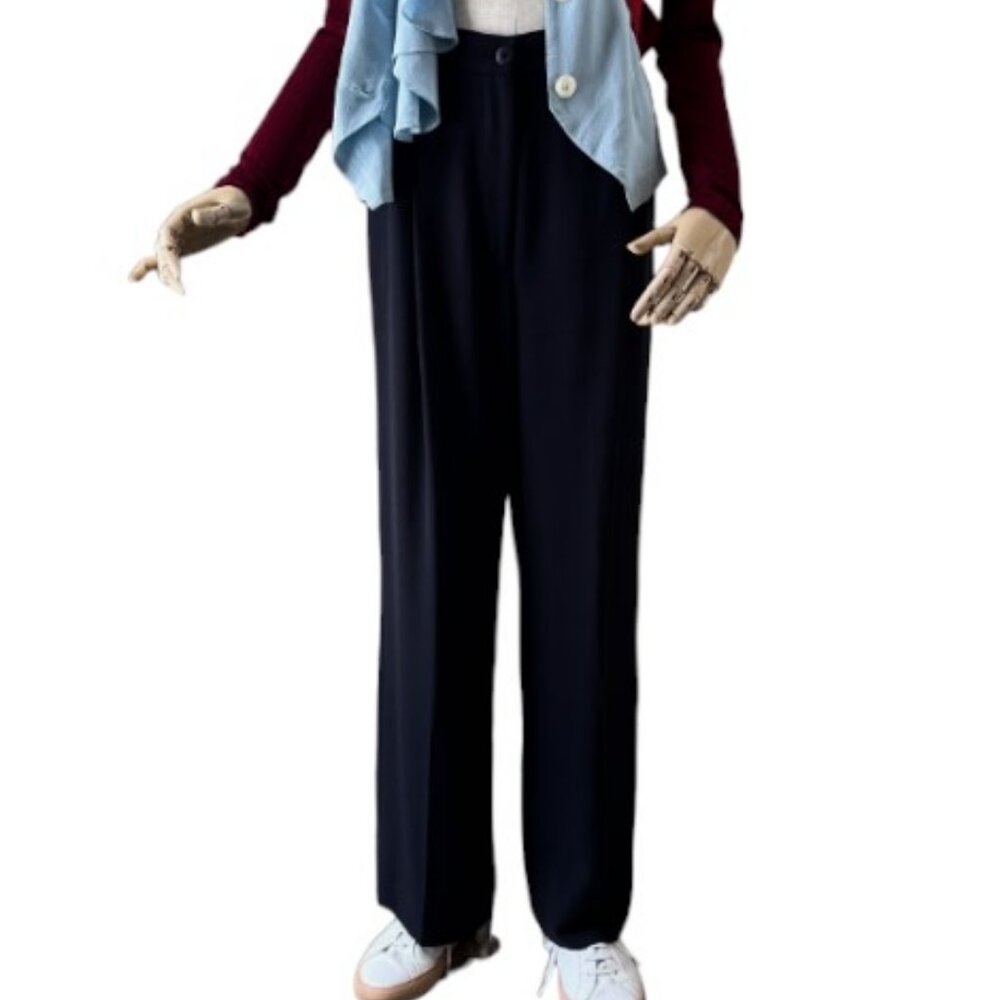 Erreuno black wide wool pants size 46